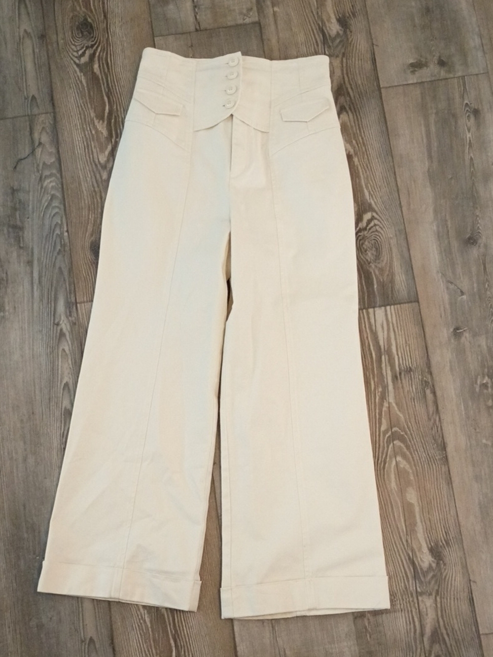 Nanette Lepore White High-waisted Corset Backed Wide Leg Pants Size 4